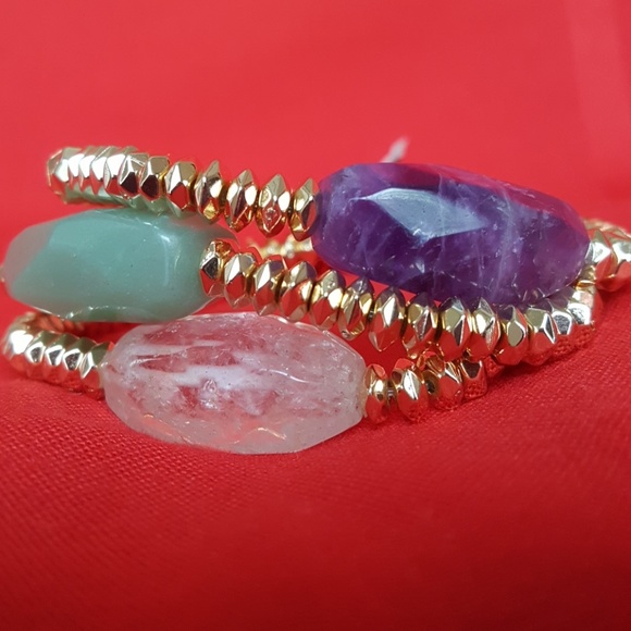 ABS ALLEN SCHWARTZ CRYSTAL STONE STRETCH BRACELET SET OF 3 - Picture 8 of 8